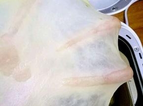 结束后看看面团出膜情况，出膜很好，要是不做土司，出膜也不要求太高