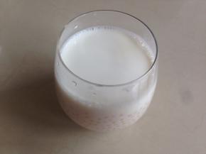 杯子装入牛奶西米