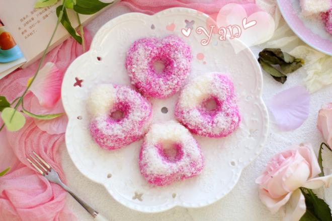 火龙果双色心形椰丝小方