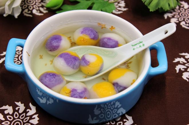 桂花彩色汤圆