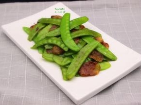 快手家常菜，荷兰豆炒腊肠