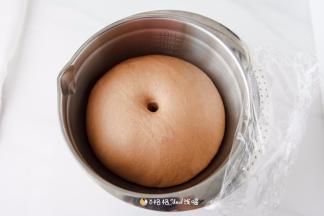 检查下面团发酵是否完成呢？手指沾上面粉，按一个小洞口不立刻回缩，不塌陷即可。