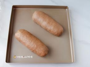 放在不沾烤盘上，盖上保鲜膜，二发，我这里用的是学厨的不烤盘，如果烤盘不是不沾的需要垫上油纸防粘