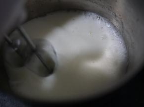 继续打蛋白到蛋白细腻加入最后一次白糖（如图所示）
