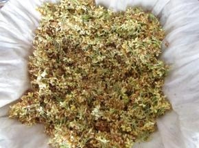 浸泡过的桂花捞出控干水分，我是用布包裹用厨房甩干机甩干的，没有甩干机要晾干表面水分