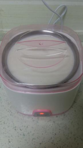 最后放入酸奶机中，插上电，一晚上的时间酸奶就做好了