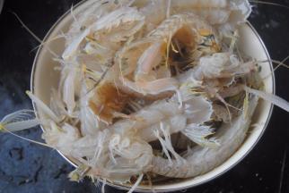 捞出虾爬子，甩几下水或用厨房用纸吸点水分，防止油炸飞溅