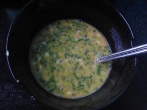 葱切碎，加入蛋液中拌匀