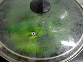 加少量清水（10毫升）加盖焖煮一会儿。