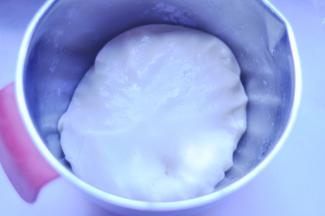 4、搅拌好的面团，用保鲜膜包好，松弛1小时；