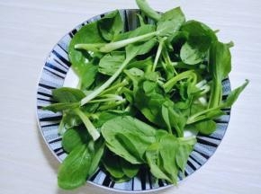 鸡毛菜洗干净，切碎。