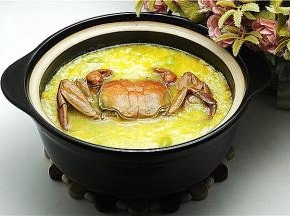 16.鲜美的毛豆蟹粥成熟啦。