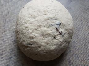 3.揉成团后，放在容器中室温发酵1小时后，覆盖保鲜膜放入冰箱冷藏中，隔夜发酵。