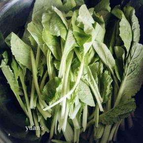 小白菜洗净，姜片切沫