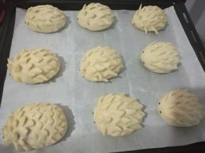 全部做好放烤盘，送入烤箱（烤箱不开火）进行二发，旁边放碗热水增加湿度。