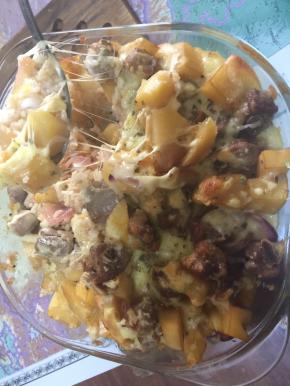 芝士焗排骨饭完成！香气扑鼻，土豆、胡萝卜块绵软入味！