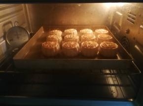 刷过蛋黄液后，继续进炉烘烤，175度继续烤12分钟