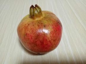 一个石榴，冷水冲洗干净。