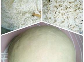  面粉加入适量水和成面絮， 然后再揉成团，醒半个小时