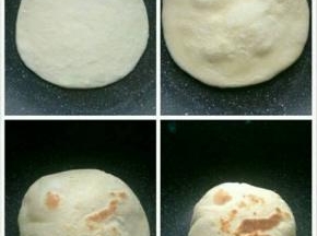 准备不粘锅，不用放油放入面饼，小火慢慢煎至两面金黄，然后出锅备用