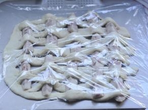 12、盖上保鲜膜，二发到感觉整体微微变大就可。打开烤箱预热
