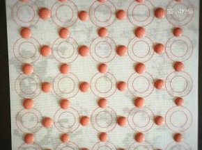 准备一个28cm的正方形烤盘，烤盘上放入油纸或硅胶掂，用裱花袋在油纸或硅胶掂上挤出均匀的小波点，放入已预热好的烤箱中层，180度烘烤1分钟