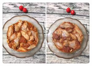 将鸡翅放入调料碗中揉拌均匀，盖上保鲜膜冷藏四个小时以上，使其入味，我一般晚上腌制好第二天烤制，这样味道更佳！