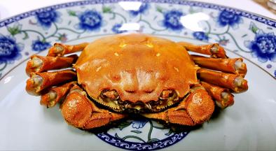 另取一只盘，拿一只螃蟹放在盘中，我要把它吃掉。