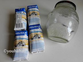 准备材料，牛奶只用了图片中的2个