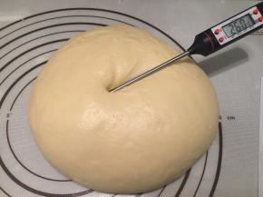 将面团取出，搓圆放入盆内，面团温度为26度左右