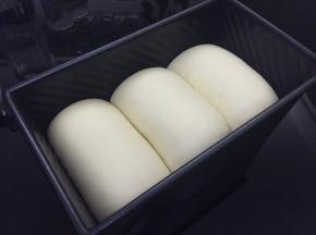 放入吐司模内，烤箱启动发酵功能38度，55-60分钟，发至模具八至九成