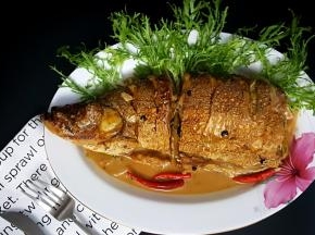 因鱼比较大盘没盛下