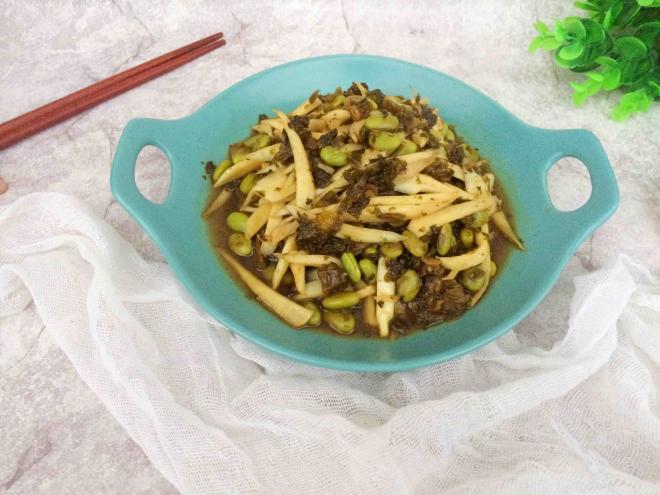 咸菜茭白炒毛豆
