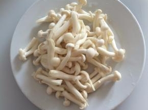 白玉菇剪去根部，摘洗干净