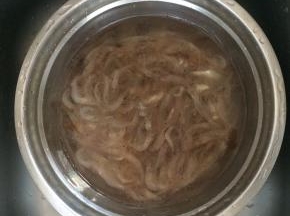把河虾放水中洗干净