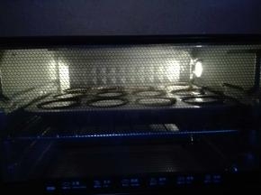 将蛋糊倒入模具中，烤箱预热，中层上下火150度，30分钟