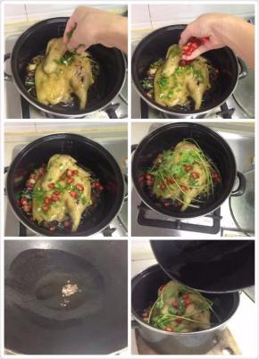 最后撒些葱花，红辣椒圈，放一些香菜，锅里倒入油花椒，芝麻油合烧一个滚油，淋在上面即可。