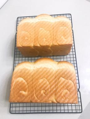  送进提前预热好的烤箱中下层，180 上下火45 分钟，上色后立即加盖锡纸。
出炉后震一下，立即脱模侧放在烤网上。凉至手温密封保存。
