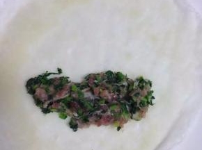 春卷皮中间放菜馅