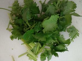 香菜洗净切小段备用。