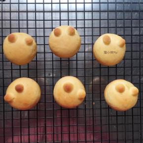 烤箱180度预热，预热好后，将已经发酵好的面团放在烤箱中层，180度烘焙15分钟，出炉后放至晾网出稍微晾凉