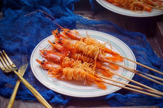 千丝黄金虾串