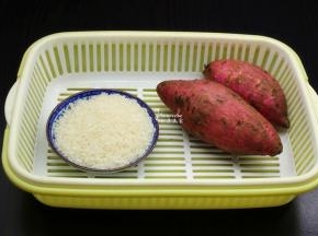 准备食材：白薯、大米；