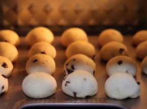 中途不要开箱看哦，和泡芙差不多，操作不当，容易回缩，凹底！烤箱有温差，观察上色情况，适当调整温度！(之前打开过一次烤箱,靠最外面两个明显瘪了.)