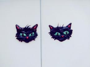 白巧克力同样融化，用牙签挑一点绿色色素，调匀后装入裱花袋，描绘出眼睛。