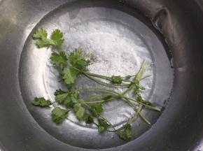 将香菜洗净