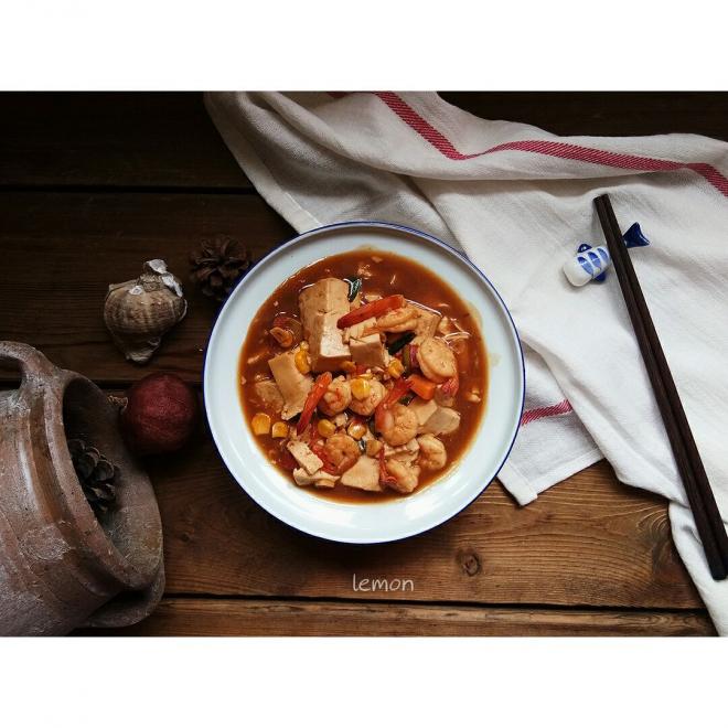 极鲜虾球煨豆腐