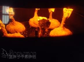 炸锅预热好之后，将炸篮放入空气炸锅中，盖上盖子，空气炸锅继续肉排模式。