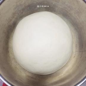 等待油皮油酥醒发的时间，准备面团的部分，将面团中除了黄油以外的所有材料混合，揉至扩展阶段，再加入黄油，继续揉至两者充分混合，温暖处进行基础发酵（建议28度发酵一小时）