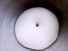 面团发至2倍大，手指粘面粉在面团中间戳个洞，不回缩不塌陷证明已经发酵好了。